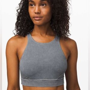 Lululemon Ribbed Luxtreme Bob and Weave Bra in Washed Luna Gray - Size 8